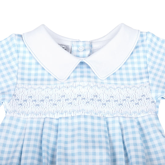 Mini Checks Collared L/S Blue Bubble